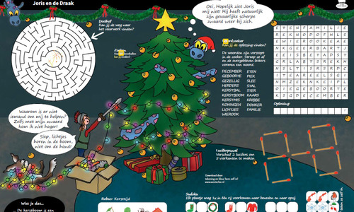 Oplossing Kinderpagina, kleurplaat en vertaling kerstverhaal