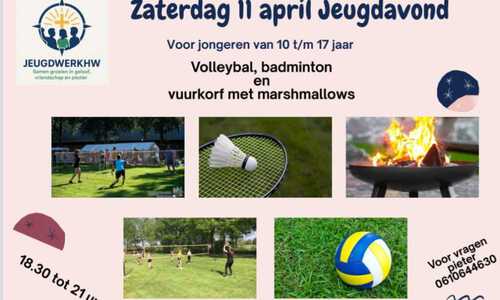 Zaterdag 11 april Jeugdavond